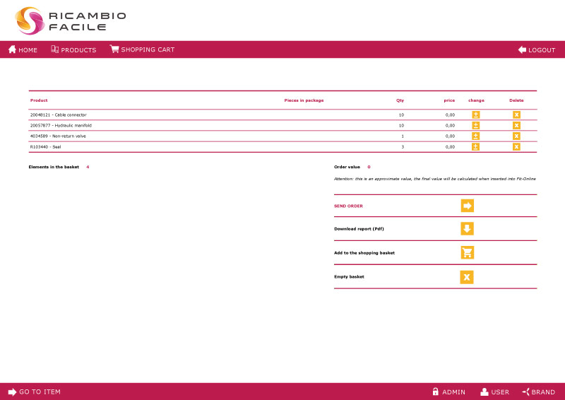 modulo ordine gestione ricambi online